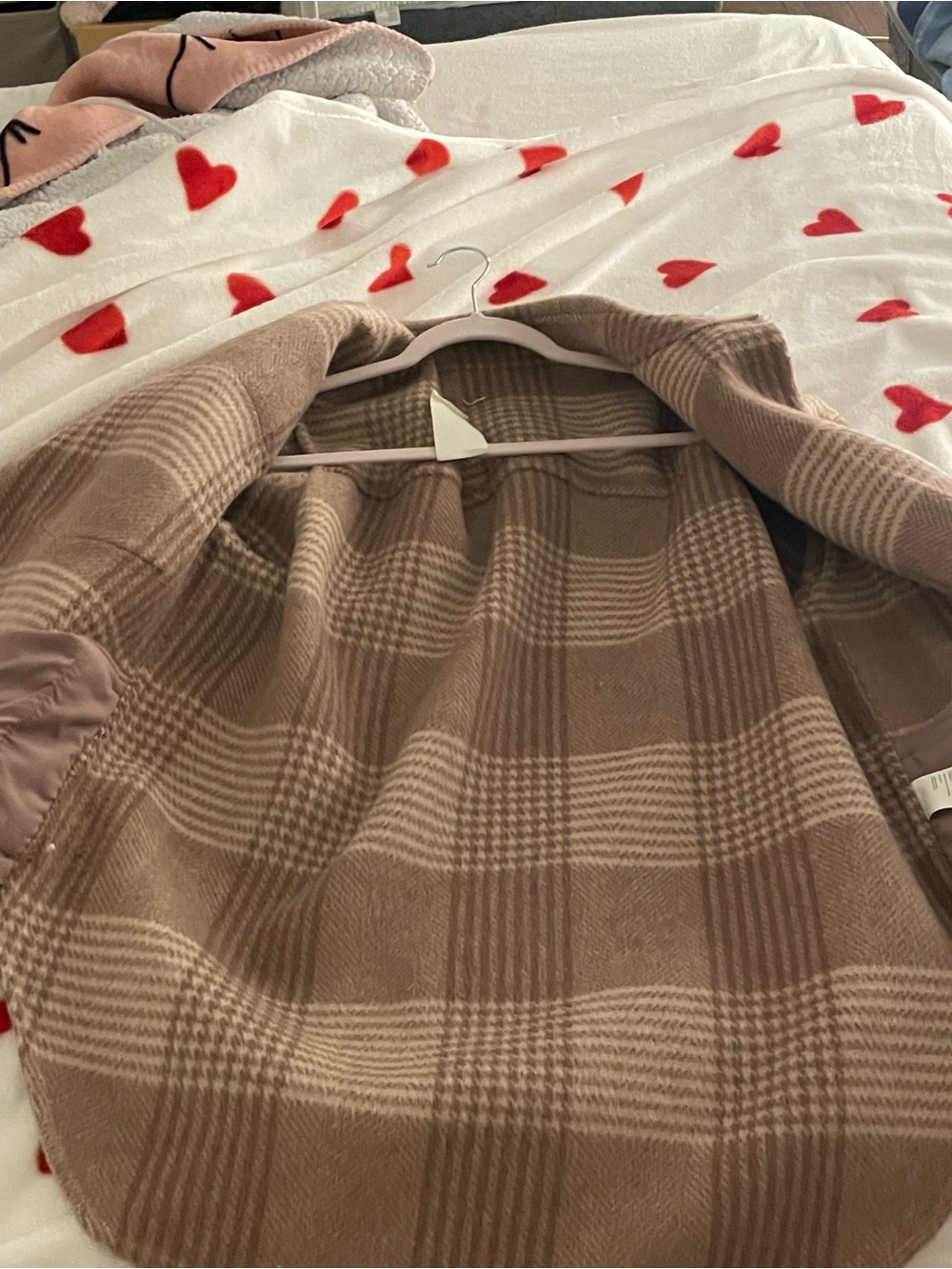 OAK + FORT Taupe Plaid Utility Shacket - Picture 5 of 14